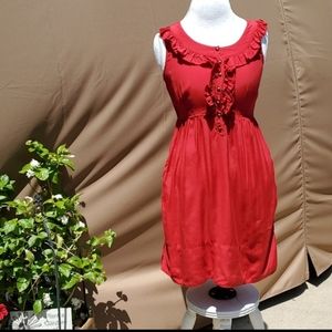 MAEVE RED SLEEVELESS RUFFLED  DRESS SIZE X-SMALL ANTHROPOLOGIE